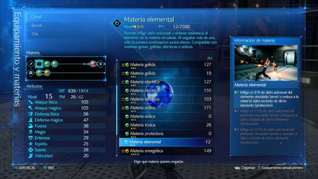 Final Fantasy VII Remake Integrade análisis materias